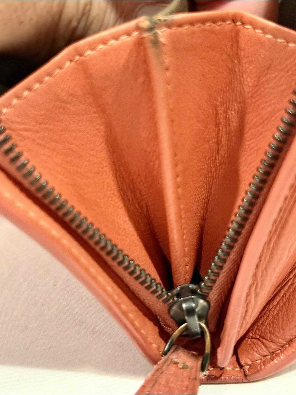 Bottega Veneta Woven Leather Clutch Wallet in Rust